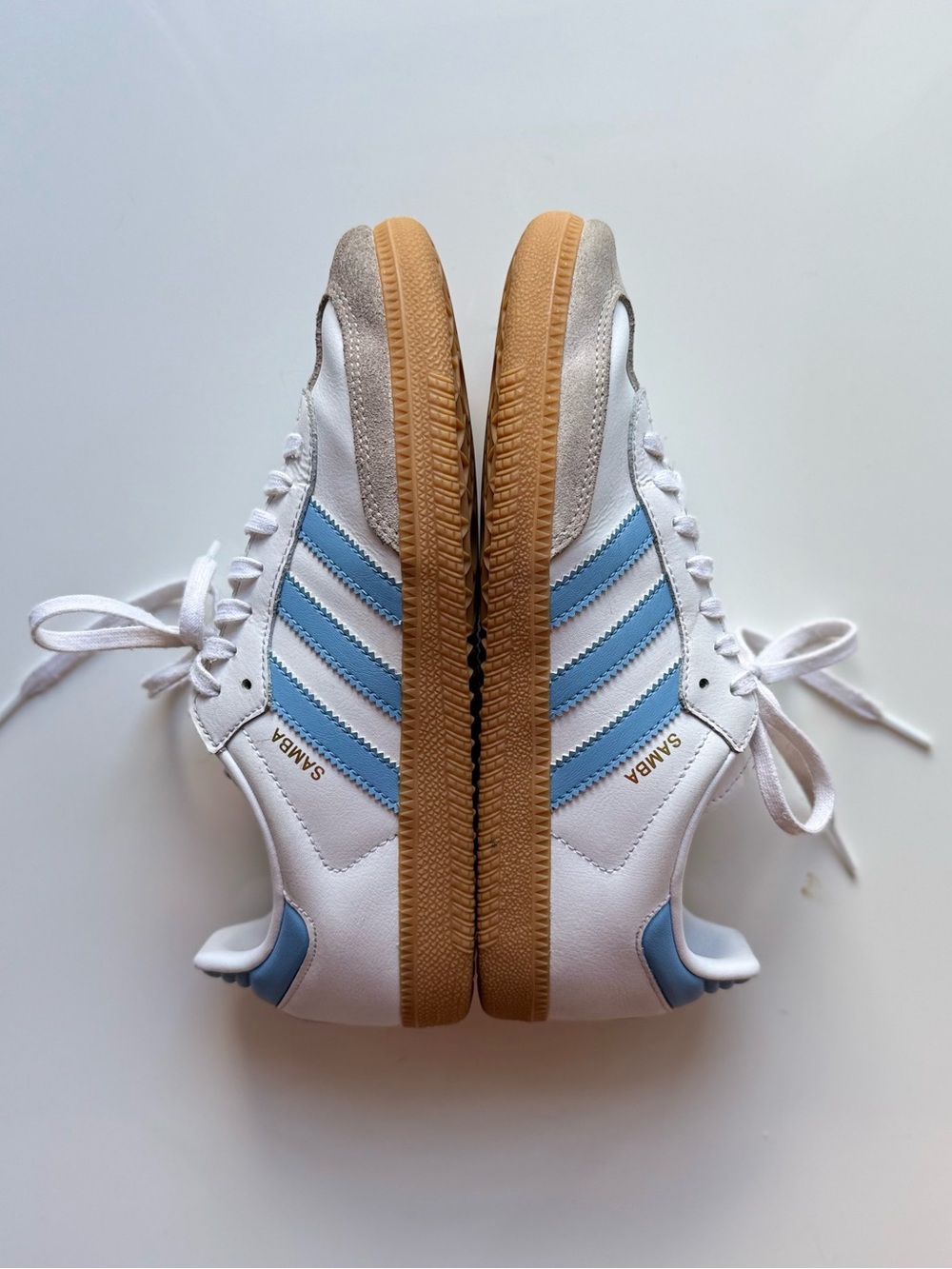π― Authentic Samba OG Sneakers in White with Light Blue Stripes - Picture 4 of 8